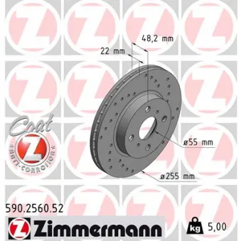 Jeu de 2 disques de frein avant ZIMMERMANN 590.2560.52
