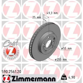 Jeu de 2 disques de frein avant ZIMMERMANN 590.2561.20