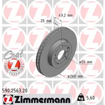 Jeu de 2 disques de frein avant ZIMMERMANN 590.2563.20