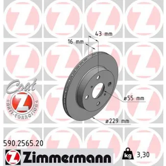 Jeu de 2 disques de frein avant ZIMMERMANN 590.2565.20