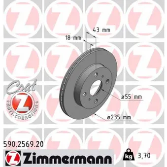 Jeu de 2 disques de frein avant ZIMMERMANN 590.2569.20