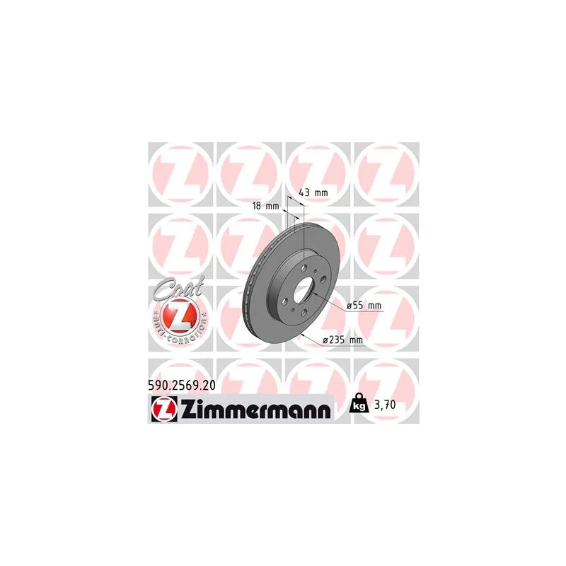 Jeu de 2 disques de frein avant ZIMMERMANN 590.2569.20
