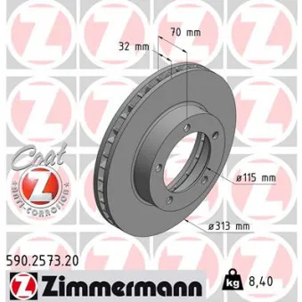 Jeu de 2 disques de frein avant ZIMMERMANN 590.2573.20