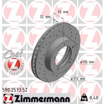 Jeu de 2 disques de frein avant ZIMMERMANN 590.2573.52