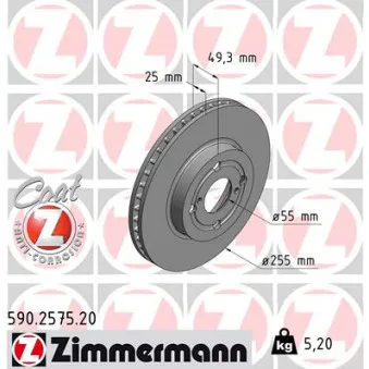 Jeu de 2 disques de frein avant ZIMMERMANN 590.2575.20