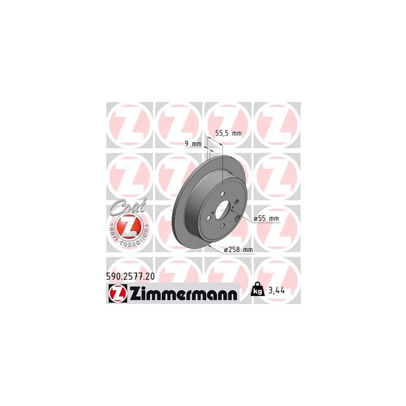 Jeu de 2 disques de frein arrière ZIMMERMANN 590.2577.20