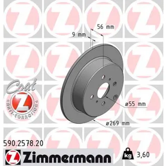 Jeu de 2 disques de frein arrière ZIMMERMANN 590.2578.20