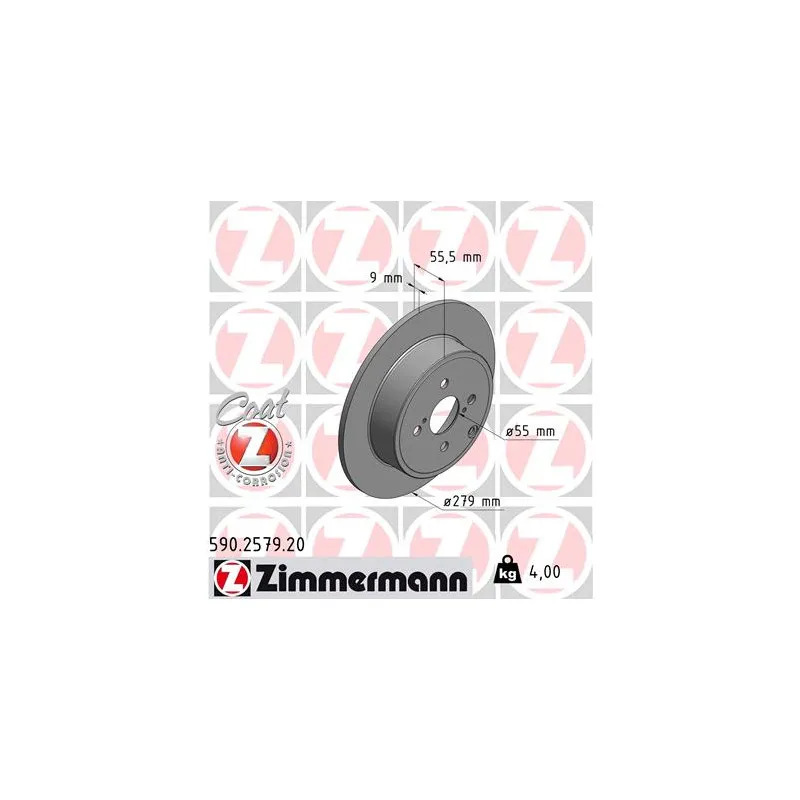 Jeu de 2 disques de frein arrière ZIMMERMANN 590.2579.20