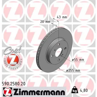 Jeu de 2 disques de frein avant ZIMMERMANN 590.2580.20