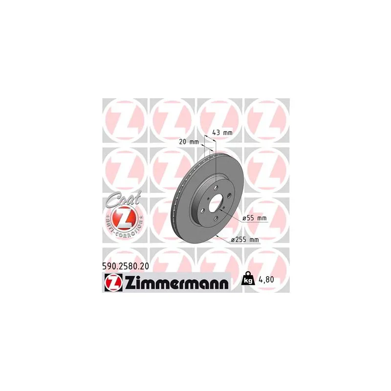 Jeu de 2 disques de frein avant ZIMMERMANN 590.2580.20