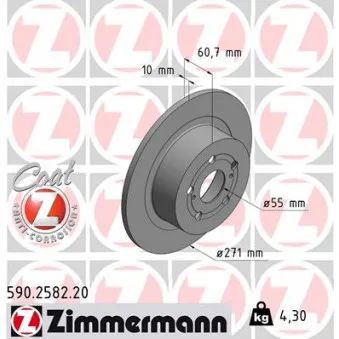 Jeu de 2 disques de frein arrière ZIMMERMANN 590.2582.20