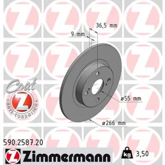 Jeu de 2 disques de frein arrière ZIMMERMANN 590.2587.20