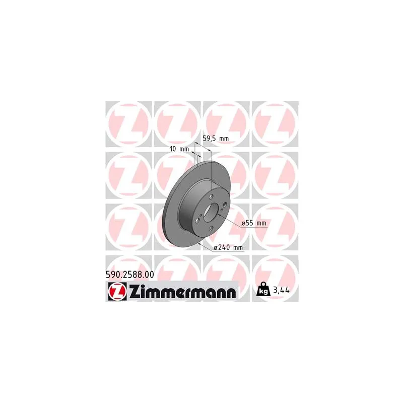Jeu de 2 disques de frein arrière ZIMMERMANN 590.2588.00