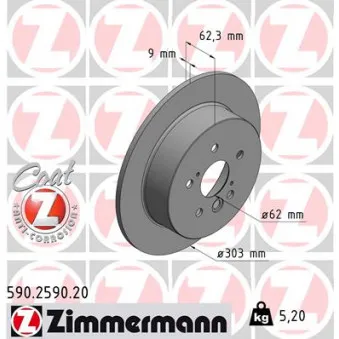 Jeu de 2 disques de frein arrière ZIMMERMANN 590.2590.20