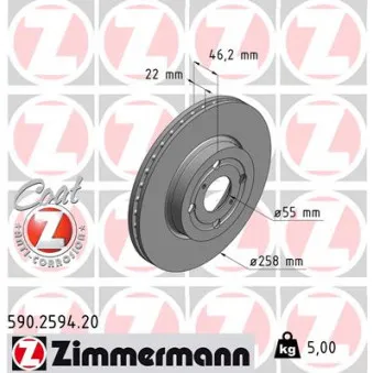 Jeu de 2 disques de frein avant ZIMMERMANN 590.2594.20