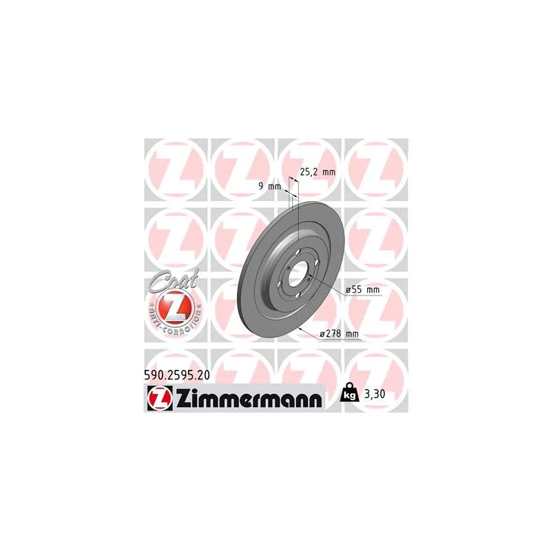 Jeu de 2 disques de frein arrière ZIMMERMANN 590.2595.20