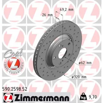 Jeu de 2 disques de frein avant ZIMMERMANN 590.2598.52