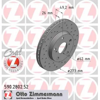Jeu de 2 disques de frein avant ZIMMERMANN 590.2802.52