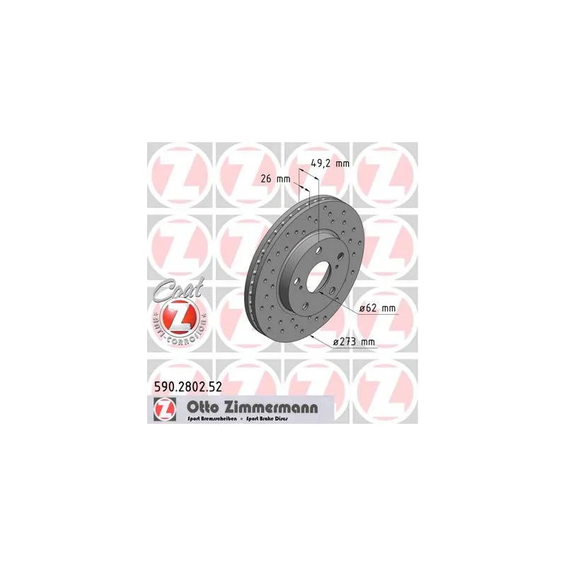 Jeu de 2 disques de frein avant ZIMMERMANN 590.2802.52