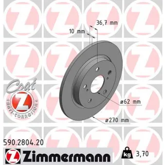 Jeu de 2 disques de frein arrière ZIMMERMANN 590.2804.20