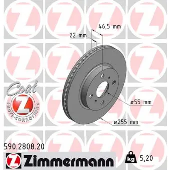 Jeu de 2 disques de frein avant ZIMMERMANN 590.2808.20