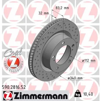 Jeu de 2 disques de frein avant ZIMMERMANN 590.2816.52