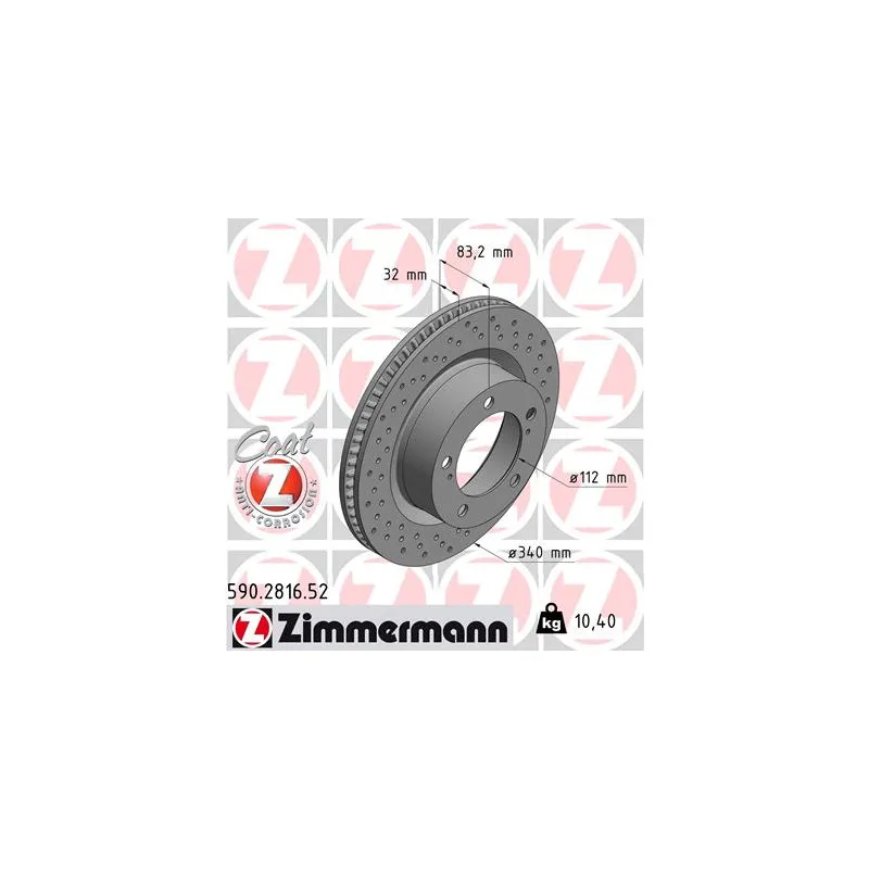 Jeu de 2 disques de frein avant ZIMMERMANN 590.2816.52