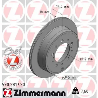 Jeu de 2 disques de frein arrière ZIMMERMANN 590.2817.20