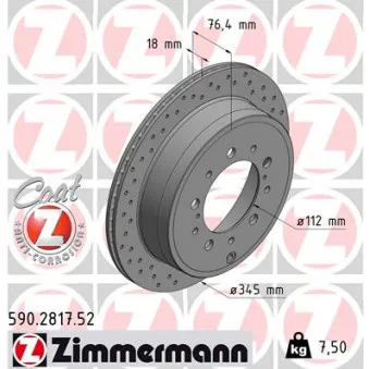 Jeu de 2 disques de frein arrière ZIMMERMANN 590.2817.52