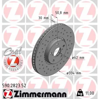 Disque de frein avant droit ZIMMERMANN 590.2823.52