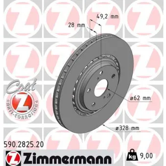 Jeu de 2 disques de frein avant ZIMMERMANN 590.2825.20