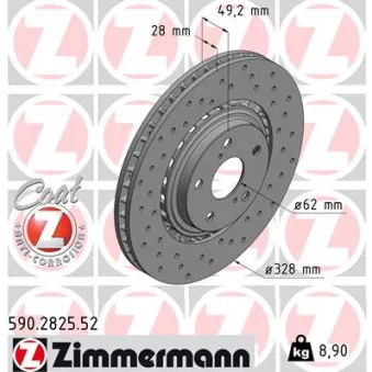 Jeu de 2 disques de frein avant ZIMMERMANN 590.2825.52