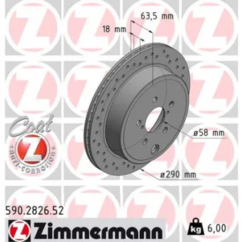 Jeu de 2 disques de frein arrière ZIMMERMANN 590.2826.52