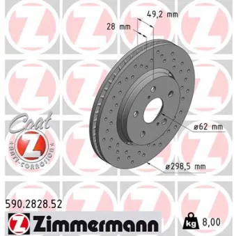 Jeu de 2 disques de frein avant ZIMMERMANN 590.2828.52