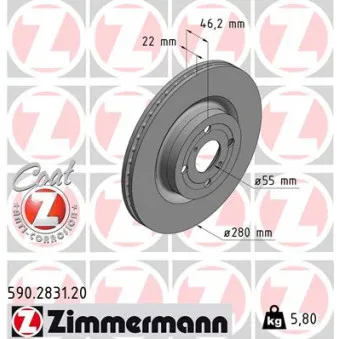 Jeu de 2 disques de frein avant ZIMMERMANN 590.2831.20
