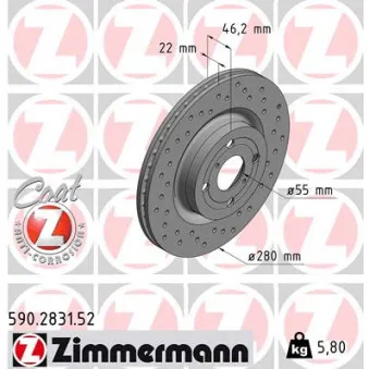 Jeu de 2 disques de frein avant ZIMMERMANN 590.2831.52