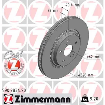 Jeu de 2 disques de frein avant ZIMMERMANN 590.2834.20