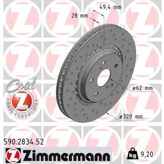 Jeu de 2 disques de frein avant ZIMMERMANN 590.2834.52
