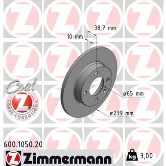 Jeu de 2 disques de frein avant ZIMMERMANN 600.1050.20