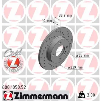 Jeu de 2 disques de frein avant ZIMMERMANN 600.1050.52