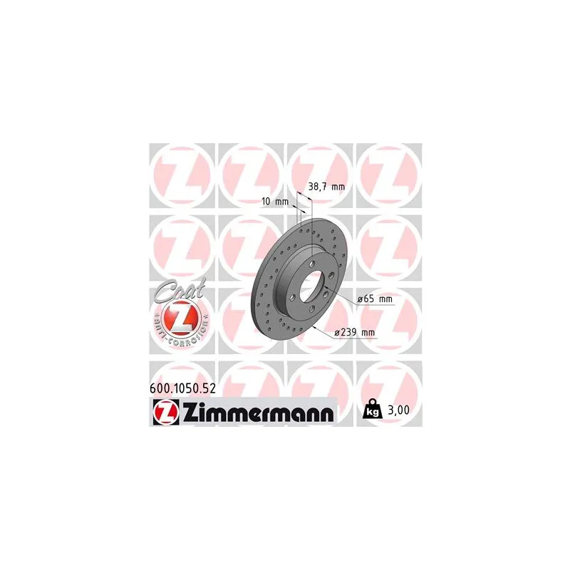 Jeu de 2 disques de frein avant ZIMMERMANN 600.1050.52