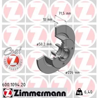 Jeu de 2 disques de frein avant ZIMMERMANN 600.1094.20