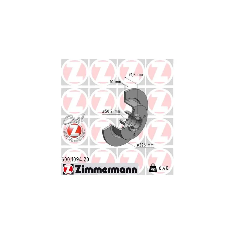 Jeu de 2 disques de frein avant ZIMMERMANN 600.1094.20