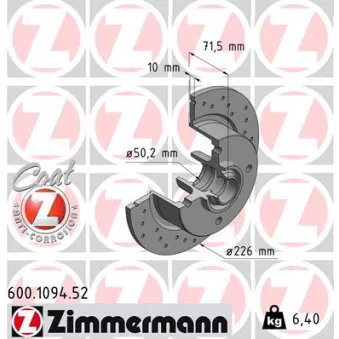 Jeu de 2 disques de frein avant ZIMMERMANN 600.1094.52