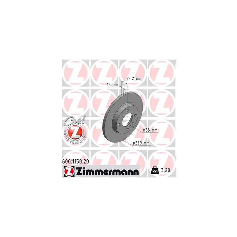 Jeu de 2 disques de frein avant ZIMMERMANN 600.1158.20
