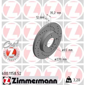 Jeu de 2 disques de frein avant ZIMMERMANN 600.1158.52