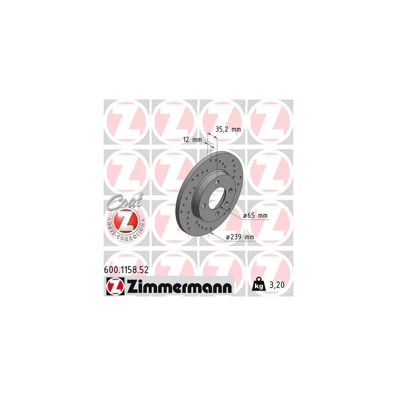 Jeu de 2 disques de frein avant ZIMMERMANN 600.1158.52