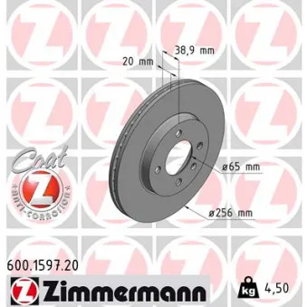 Jeu de 2 disques de frein avant ZIMMERMANN 600.1597.20