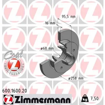 Jeu de 2 disques de frein avant ZIMMERMANN 600.1600.20