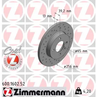Jeu de 2 disques de frein avant ZIMMERMANN 600.1602.52